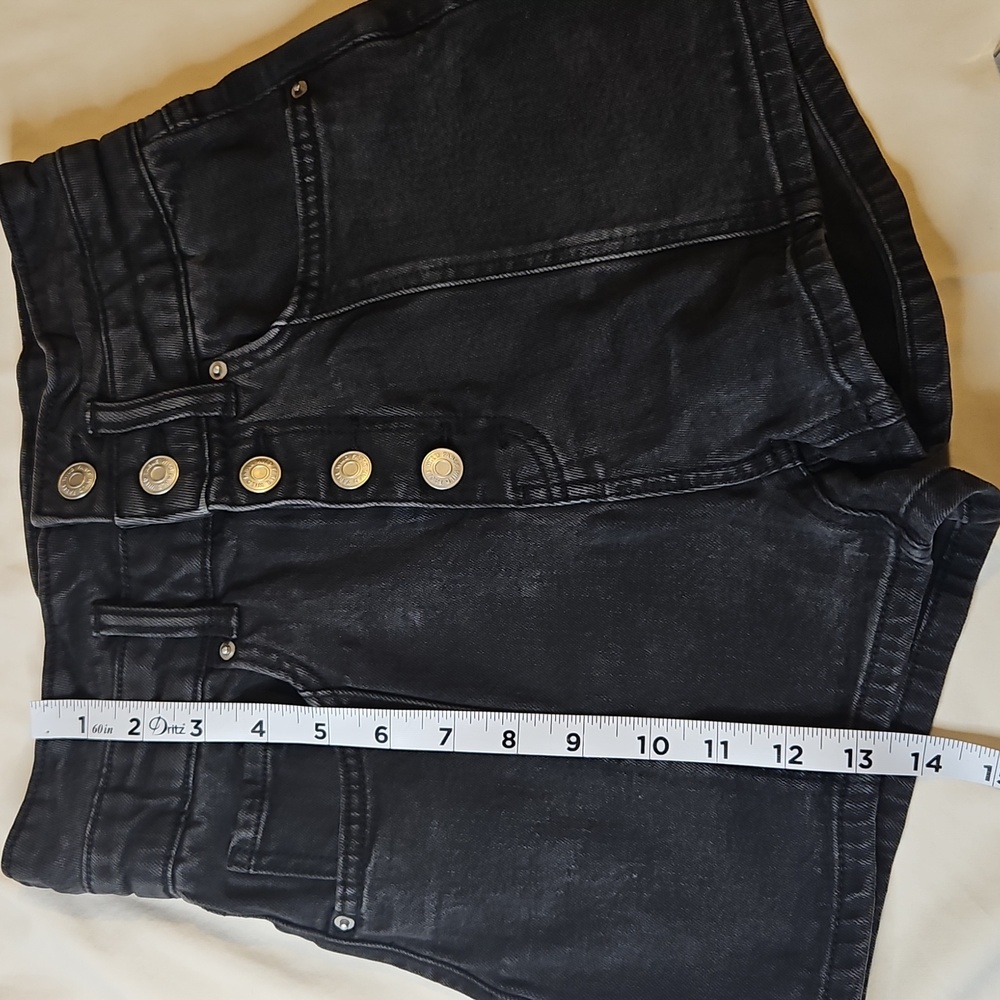High Rise Shorts Black Wash Cotton Size 0 Mom Jeans - Picture 7 of 8
